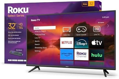 Roku Smart TV – 32-Inch Select Series 720p HD RokuTV Voice Remote, Bright Picture, Customizable Home Screen – Live Local News, Sports, Gaming