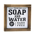 Lavender Inspired Fresh Soap and Water Sign-Funny Bathroom Signs Wall Decor- Farmhouse Wooden Framed Bathroom Decor-Powder Room Signs-Guests Bathroom Decor-7x7 Inch