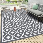 Pauwer Outdoor Rugs 6'x9' Waterproof Outdoor Patio Rug Reversible Mats RV Camping Rugs Outdoor Area Rug Portable Plastic Straw Rug Outside Rugs for Patio, RV, Camping, Balcony, Beach