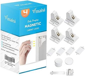 Child Safety Magnetic Cabinet Locks - vmaisi 4 Pack Adhesive Baby Proofing Cabinets & Drawers Latches