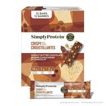 Simply Protein - Peanut Butter Chocolate Crispy Bars - Plant Based Protein Bars - Low Carb, Low Sugar, High Fibre - 13g Protein, 2g Sugar, 7g Fibre - Vegan, Gluten Free, Non GMO, Kosher - 12 Bars