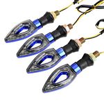 MUXSAM 4PCS Motorcycle Indicators Turn Signal 12V Universal Blinker Amber LED Bulbs Light Indicator Blue for Motorcycle Motorbike Scooter Quad Cruiser Off Road