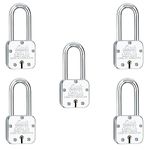 Link Atoot 65mm Long Shackle Padlocks 5Pcs Set | 1 Crore Key Combinations | Steel Body | Hardened Shackle | 9 Brass Lever | Made in India | 3 Keys for Each Padlock