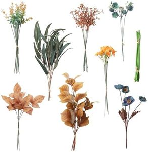 Floroom Artificial Greenery Stems Box Set, 39pcs with 8 Kinds of Faux Greenery Picks for DIY Bridal Bouquets Wedding Floral Arrangement Table Centerpieces, Earth Tones & Teal