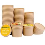 Nationwide Paper 100 Pcs-8oz Brown Kraft Disposable Takeaway Soup Containers with Lids Paper Soup Cups Disposable Takeaway Tubes for Soup-240ml
