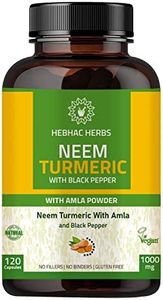 Neem Turmeric Capsules with Amla and Black Pepper 120 Veg Capsule Detox Cleanse and Immune Support | Support Skin Health | Herbal Supplement (120 Capsules)