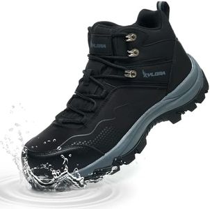 Xyldra Waterproof Steel Toe Boots for Men Wide Width Non Slip Work Boots Lightweight Slip Resistant Safety Shoes Indestructible Construction Composite Toe Sneakers（Black 43）