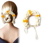 Velvet London Jasmine Flower Hair Gajra, Handmade Veni Juda Bun Wrap, Artificial Juda Bun Maker, Bun Holder, Hair Styling Accessories For Women Girls (Yellow)