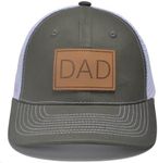 YvoneDBrownn Genuine Leather Patch Trucker Hats - Dad Est PAPA Baseball Cap - Perfect New Father Gift for Baby Light Green/White