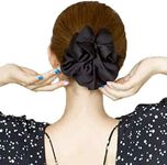 Women Hair Clip, Professional Hair Bun Cover, Barrettes Net Snood Hairnet 3D Bow Bow-knot Decor Hair Clip Hairnet，Black