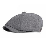 FREEBIRD99 Newsboy Herringbone Ivy Irish Flat Cap Paperboy Cabbie Gatsby Hat (Light Grey)