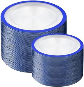 U-QE 200pcs Royal Blue Plastic Plates - Clear Blue Disposable Plates