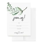 Bliss Collections 25 Invitations with Envelopes for All Occasions, Greenery Invites Perfect for: Weddings, Bridal Showers, Engagement, Birthday Party or Special Event, Fill in Rustic Invites