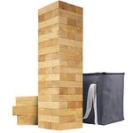 GoSports 5 ft Giant Wooden Toppling Tower - Includes Bonus Rules with Gameboard - Choose Your Style