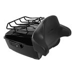 XMT-MOTO Vivid Black King Tour Pack Trunk+Luggage Rack+Backrest fits for Harley Davidson Touring Road King, Road Glide, Street Glide and Select CVO Models 2014-2023