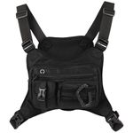 GUSTAVE® Chest Bag for Men Women Black Tactical Vest Bag Waterproof Multi-pockets Adjustable Rig Bag for Running, Cycling, Sports, Workouts, Outdoor