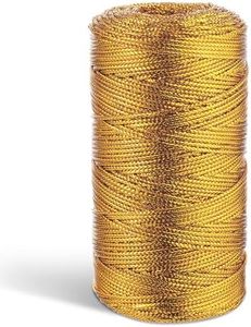 656 Feet/218 Yards Metallic Cord Twine, 1 Spool 1.5 mm Thread String for Bracelet Jewelry Making Thread Gold Craft Making String Cord