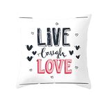 EHOMERY Pillow Covers Zippered Standard Cushion Bench Live Laugh Love with Heart Silk Throw Pillow Covers Farmhouse Style Indoor Dark Gray Pink 16X16 Inches