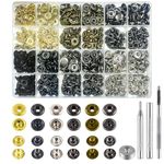 Snap Fastener Kit, 120 Sets Snap Buttons and 4 Pcs Snap Button Kit Fixing Tools, Snaps Button Press Studs Kit for Clothing, Sewing, Jeans, Leather, Canvas, Craft, DIY (6 Colors)