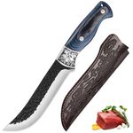 Fubinaty Cooking Knife 5.5 Inch Chef Knife Full Tang Handmade Forged Kitchen Knives High Carbon Steel Meat and Vegetable Knife with Leather Sheath and Wood Handle