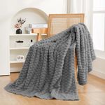 Puncuntex Grey Throw Blanket 60"×80" inches Fuzzy 3D Jacquard Decorative Flannel Fleece Super Soft Plush Cozy Blanket for Couch Sofa Chair Lightweight