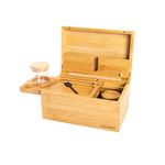 ARRAWIS Large Bamboo Stash Box Combo with Accessories Bamboo Decorative Storage Box with Bamboo Rolling Tray, 3 Airtight Glass Jars, Black Grinder and Cleaning Brush