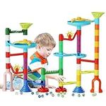 Marble Run,110 PCS Marble Run Kit for Kids,STEM Learning Building Block Toys Marble Track Race Set with 60 Marbles Birthday Gift for Boys & Girls 3-12