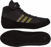 Adidas Mens HVC 2 Youth Wresling Shoes, Black/Charcoal/Metallic Gold, 10.5