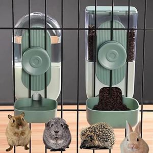 PHAEAO Hanging Automatic Pet Food Water Dispenser, Auto Gravity Rabbit Feeder and Water Dispenser Set，pet Feeder Station for Puppy Kitten Rabbit Chinchilla Hedgehog Guinea Pig Ferret