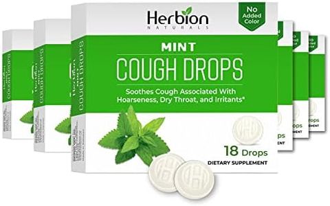 Herbion Naturals Cough Drops with Natural Mint Flavor, Soothes Cough, for Adults and Children Over 6 Years, 18 Drops - Pack of 6 (108 Lozenges)