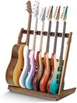Augioth Guitar Stand for Multiple Guitars,Multi Wood Guitar Rack for 4 Acoustic Guitar, 6 Electric or Bass,18mm-thick wooden plank
