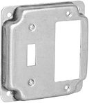 Airmont Products AP-12095, 4" Square Toggle and Decora Switch Electrical Box Cover, 1/2" Raised, Exposed Work, Galvanized Steel, Crushed Corners, 2-Gang
