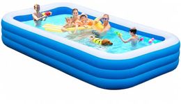 Large Inflatable Swimming Pool with Pump, 130" x 72" x 22"Blow Up Pools for Adults and Kids, Full-Sized Large Inflatable Family Pool, Summer Water Party, Outdoor, Garden Backyard