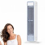 Portable Air Conditioning Unit, Breezamax Bladeless Tower Fan with Remote Control, 3 Speeds Quiet Cooling Fan, Energy Efficient Personal Air Cooler for Home Bedroom Office