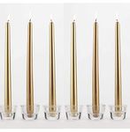 Kigs Enterprise 6 Pcs 9.5 Inch Designer Golden Taper Candles 9.5 inch Long for Party,Daily use, Candle (Pack of 6 Pcs, Matellic Golden)