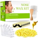 Nose Wax Kit for Men and Women, Nose Hair Removal Wax with 100g Nose Hair Wax 20 Safe Tip 10 Wooden Applicators, 10 Containers and 10 Moustache Stencils,Painless, Easy and Quick