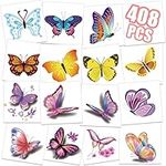 Metker Butterfly,Mermaid,Unicorn(408PCS) Kids Individual Temporary Tattoos,Birthday Party Supplies for Girls,Children Waterproof Tattoos Goody Bag Stuffers Party Bag Fillers