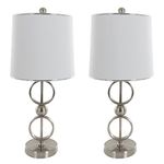 Lavish Home 72-LMP3011 Table Lamps Set of 2, Modern Brushed Steel (2 LED Bulbs Included)