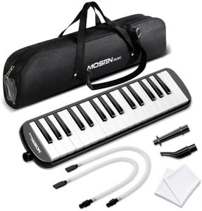 MOSEN 32-Key Melodica for Beginners - Easy Play Melody Instrument with Premium Sound, Non-Toxic ABS & Phosphor Bronze Reeds | Includes Tube & Strap(Black)