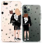 Cavka Matching Couple Cases Compatible for iPhone 14 13 Pro Max 12 Mini 11 Xs 6s 8 Plus 7 Xr 10 SE 5 Girl Best Friend Stylish Clear Silicone Cover Stars Anniversary Women Bro Cute Mate Gift Teen BFF