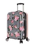 Betsey Johnson Designer 20 Inch Carry On - Expandable (ABS + PC) Hardside Luggage - Lightweight Durable Suitcase with 8-Rolling Spinner Wheels for Women, Stripe Roses, 20 inches, Leisure