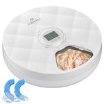 AUPETM Automatic Pet Feeder, 6 Meal Automatic Cat Feeder Wet Food with 2 Ice Packs, Programmable Timer Cordless Auto Pet Feeder for Cats Small Dogs- BPA-Free Food Tray(Batteries not Included)