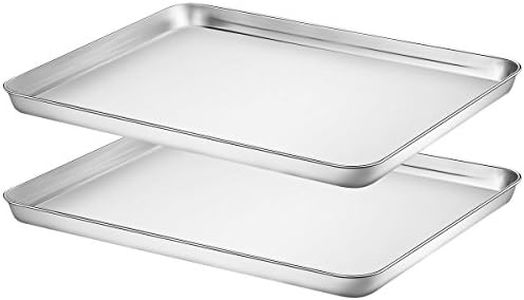 Baking Sheets Set of 2, HKJ Chef Cookie Sheets 2 Pieces & Stainless Steel Baking Pans & Toaster Oven Tray Pans, Rectangle Size 16 x 12 x 1 inch, Non Toxic & Healthy & Easy to Clean