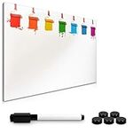 Navaris Magnetic Whiteboard Memo Board - 40 x 60 cm Writable Dry Erase Notice Message Board for Wall with Magnets and Marker - Coloured Paint