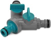 Navaris Twin Hose Connector - Quick Connector 2 Way Garden Hosepipe Splitter Adapter for Outside Water Faucet Tap Fitting - Plastic 'Y' Attachment
