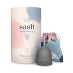 Saalt Soft Menstrual Cup - Super Soft and Flexible - Best Sensitive Cup - Wear for 12 Hours - Made in USA (Grey, Small)