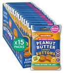 SUPERFOODIO Peanut Butter Buttons | No Added Sugar Original Flavour (Keto friendly) | Low Carb Snack & Vegan | All-Natural | Protein | Keto Snack (20g x 15 Packs)