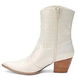 Coconuts by Matisse Womens Bambi Cowboy, Western Boots Ivory 7 Medium (B,M)