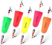 Vipfish Popping Corks Floats Saltwater - Rattles and Floats for Catfish Redfish Speckled Trout Rigs with a 3/8 oz Egg Weight, and a High-Visibility Cork (Mix Colors, 5pcs)