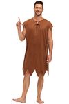 AOBUTE Adult Halloween Costume for Couple Mens Suede Tunic Women's Blue Halter Dress, Brown, X-Large